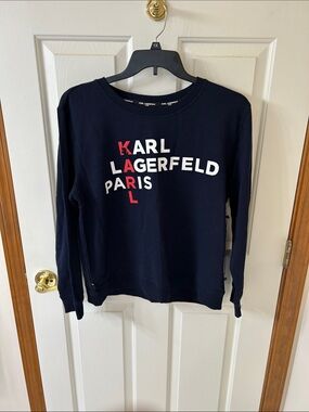 Karl Lagerfeld Navy Sweatshirt with White and Red Logo